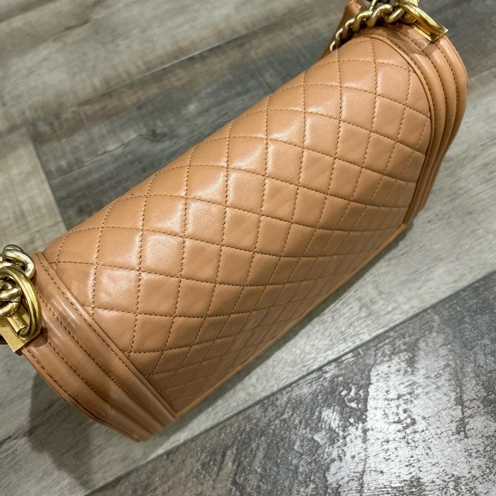 Chanel Camel Quilted Lambskin Boy Bag - Picture 9 of 15